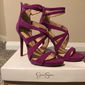 Jessica Simpson magenta suede strappy sandal